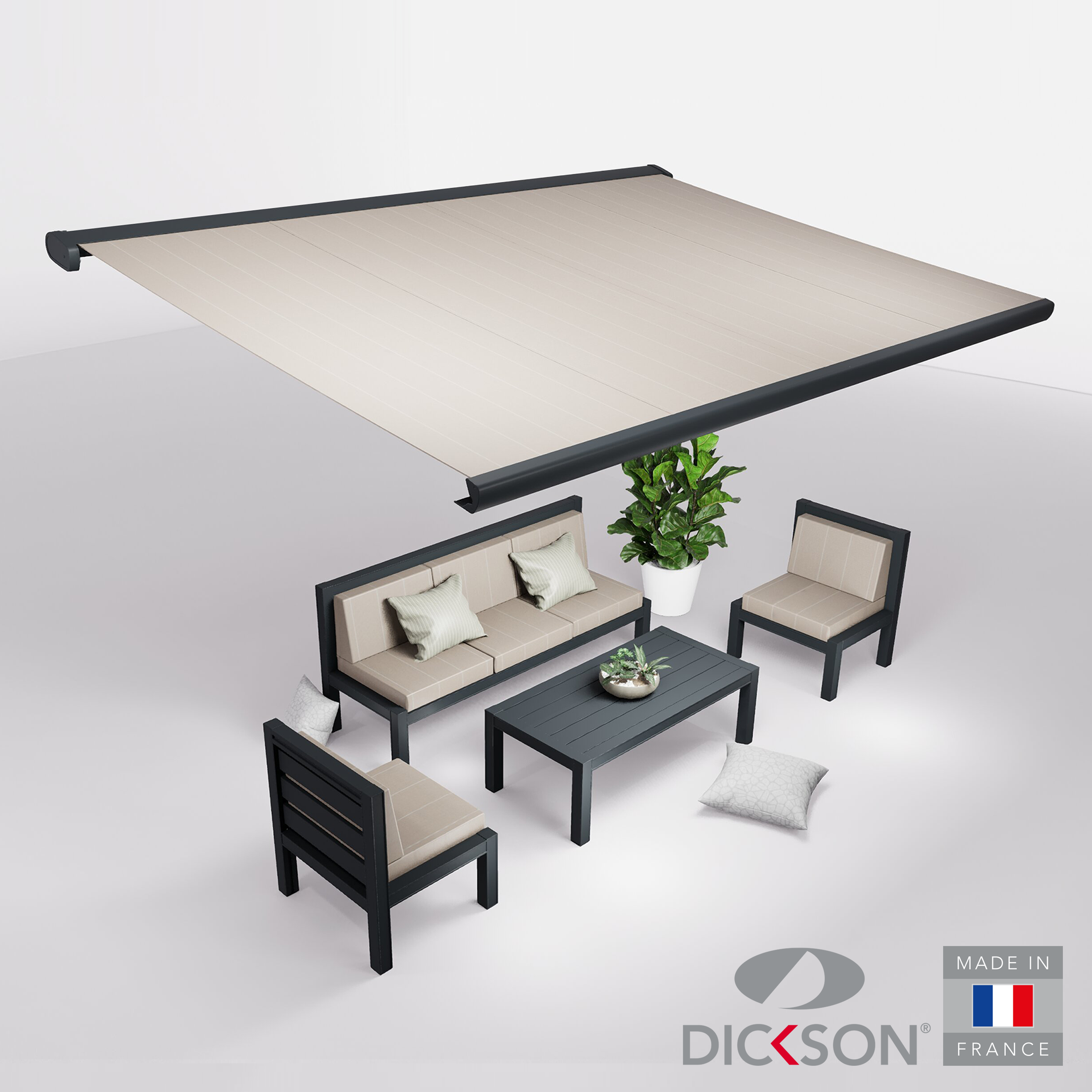Ensemble Store banne et salon de jardin MEEL - 5 places