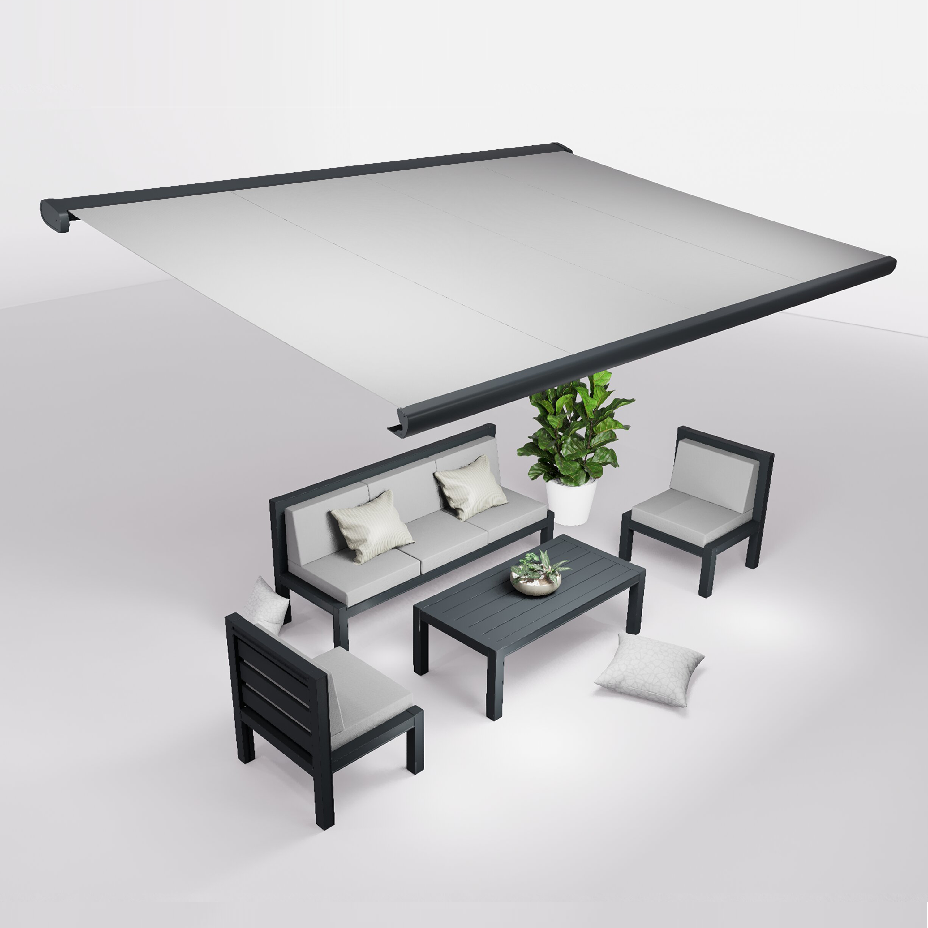 Ensemble Store banne et salon de jardin MEEL - 5 places