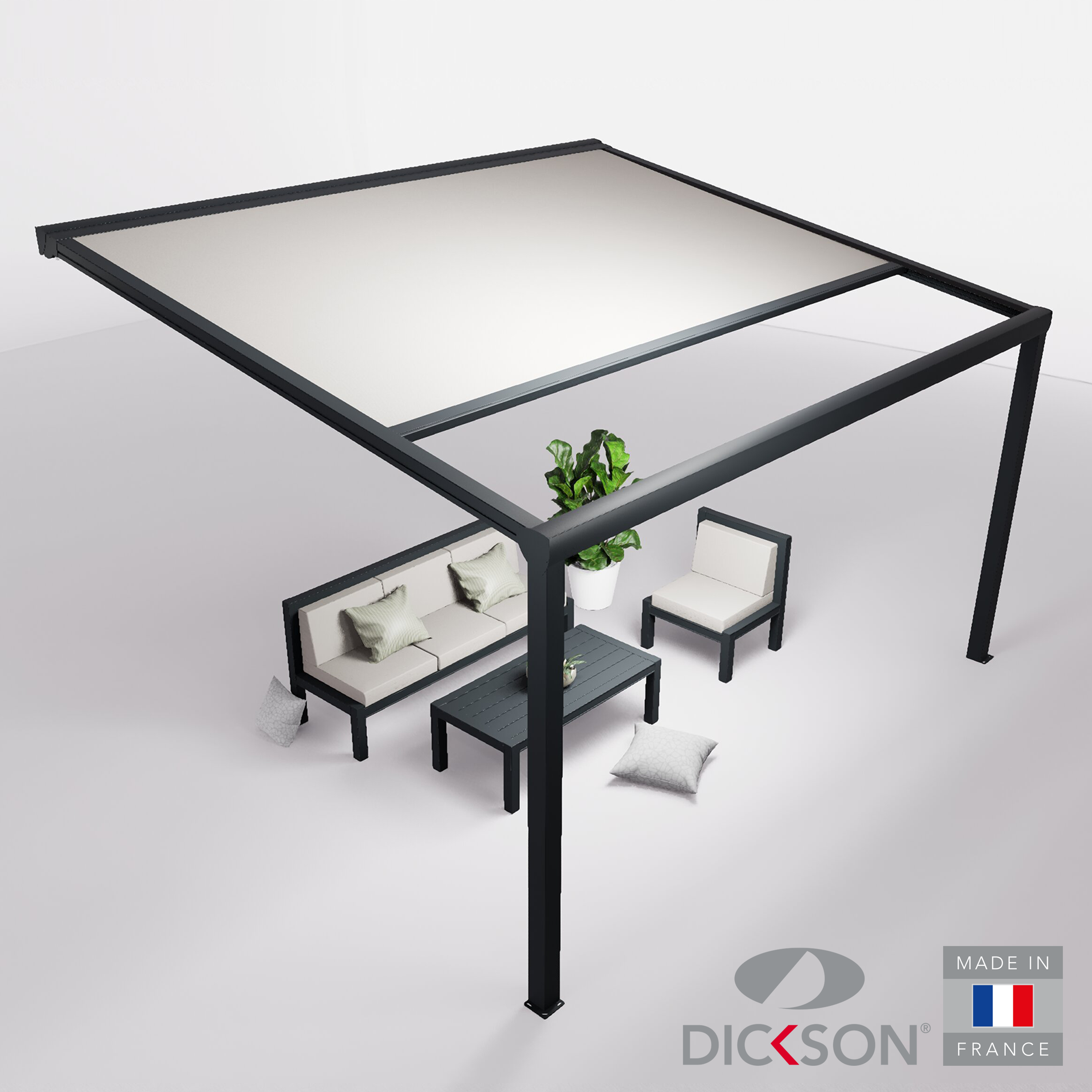 Ensemble Pergola toile et salon de jardin TILA - 4 places