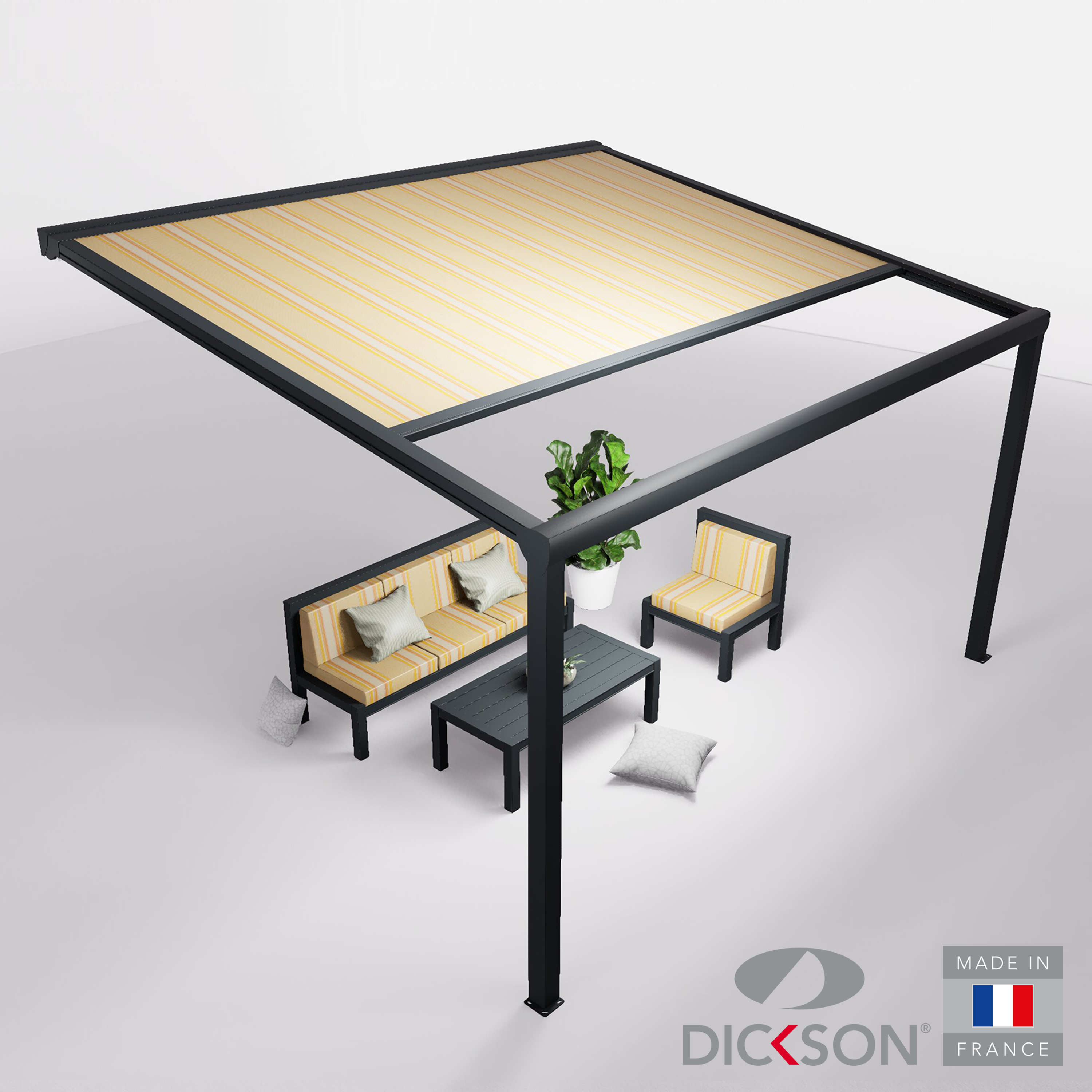 Ensemble Pergola toile et salon de jardin TILA - 4 places