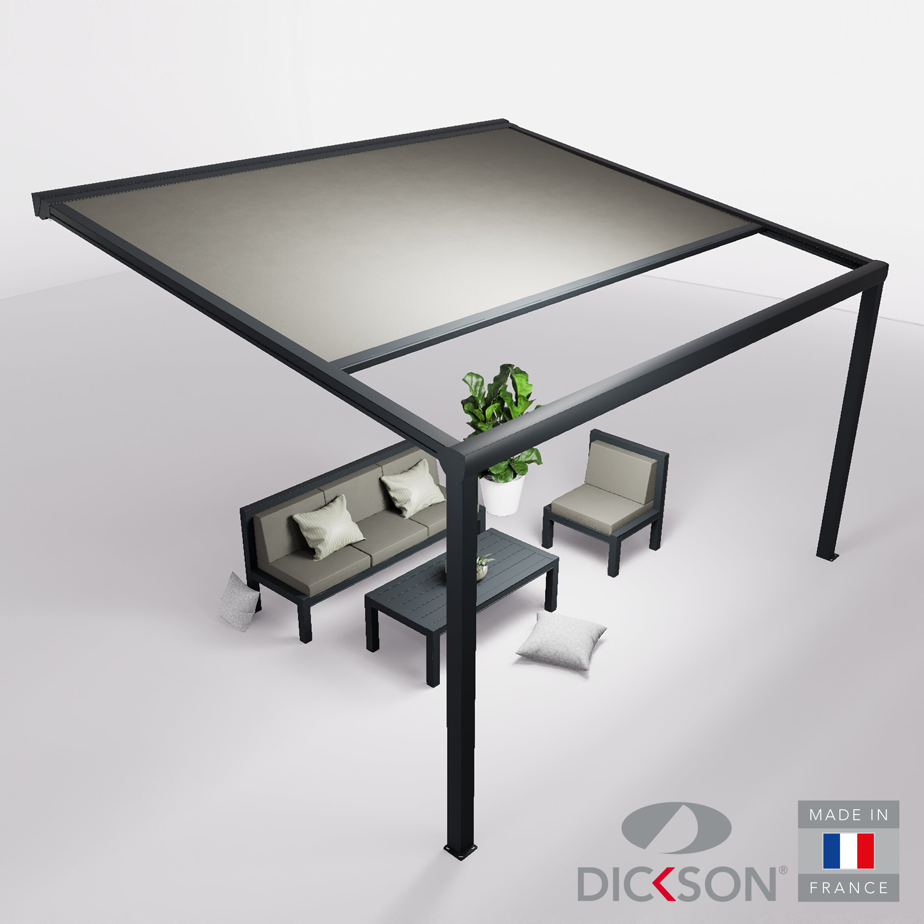 Ensemble Pergola toile et salon de jardin TILA - 4 places