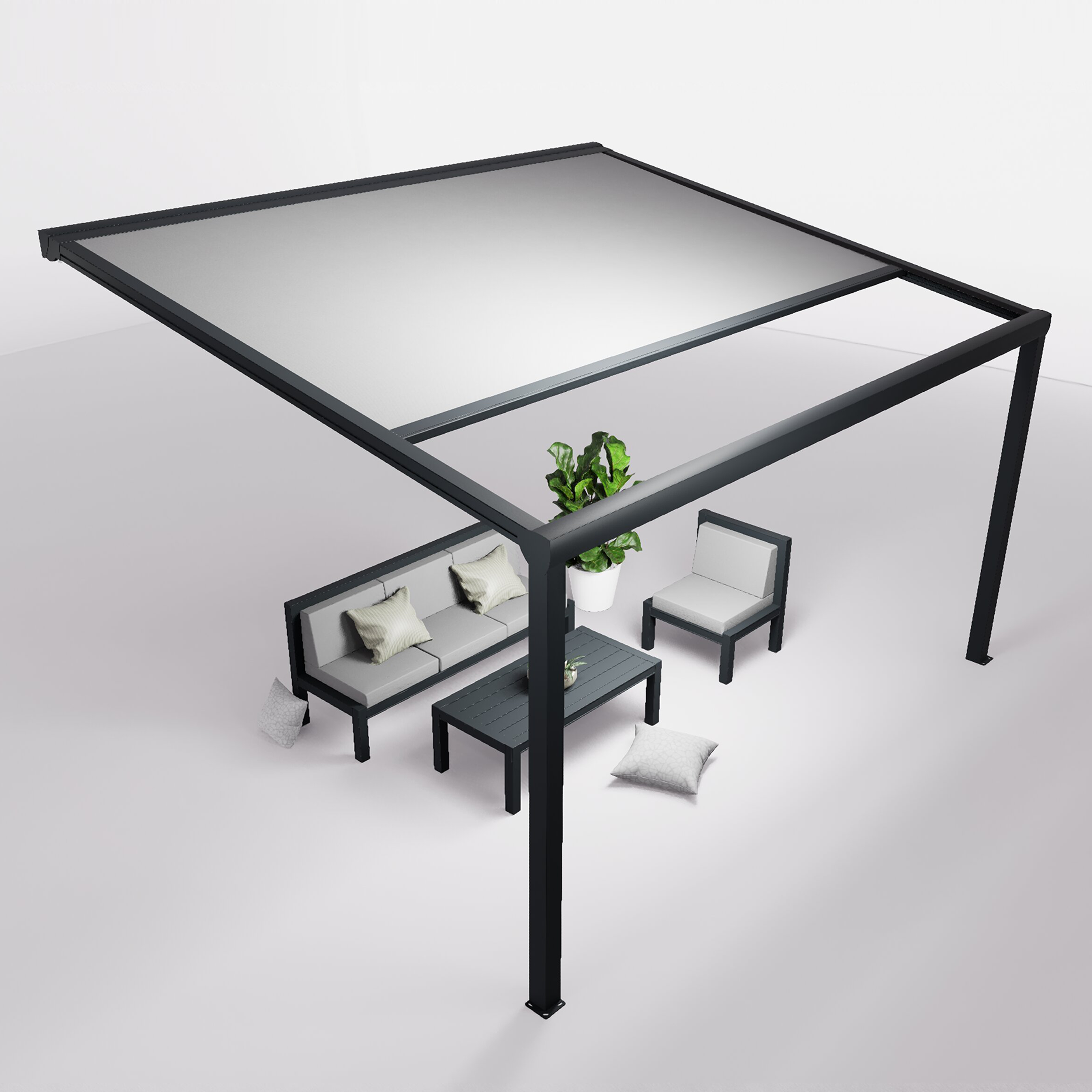 Ensemble Pergola toile et salon de jardin TILA - 4 places