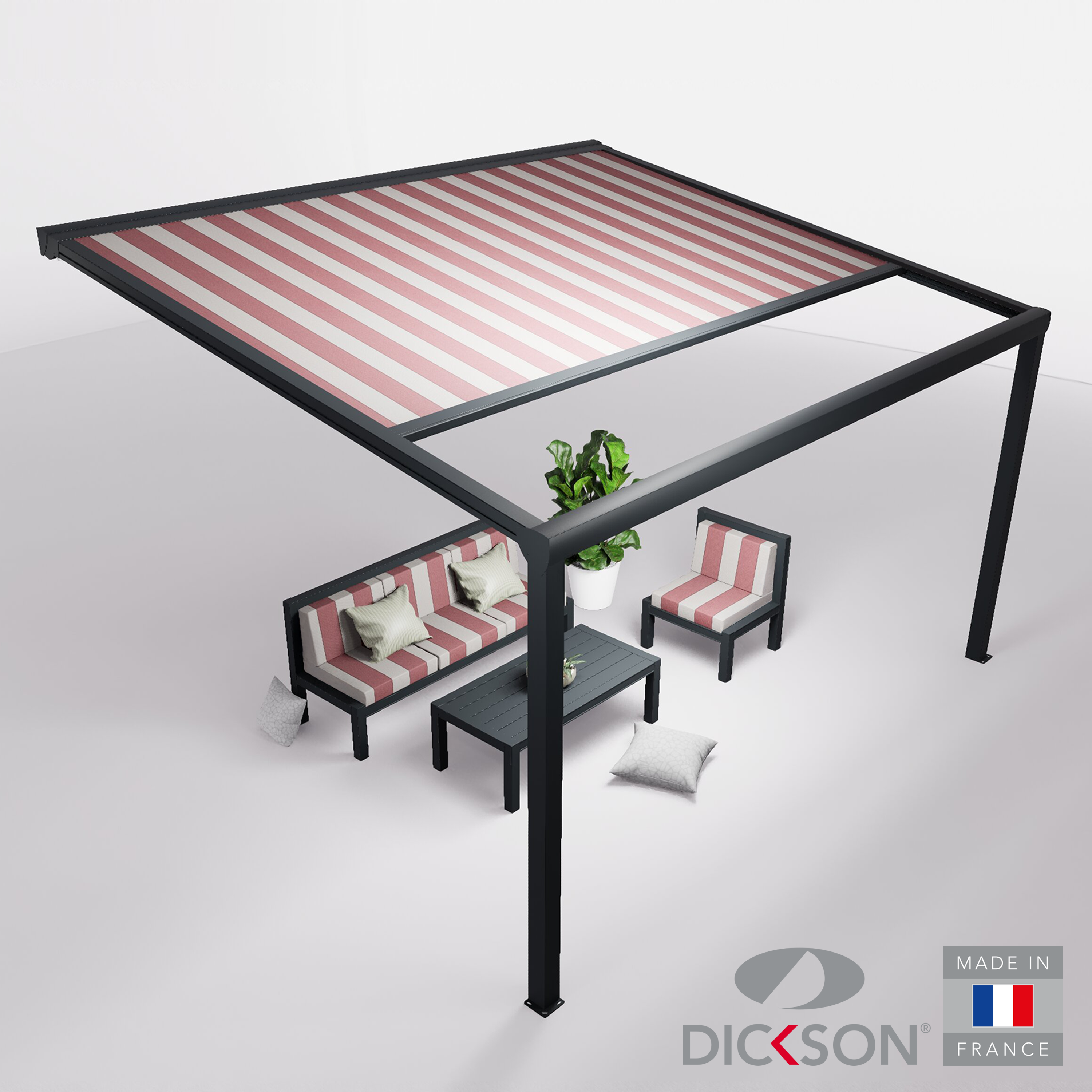 Ensemble Pergola toile et salon de jardin TILA - 4 places