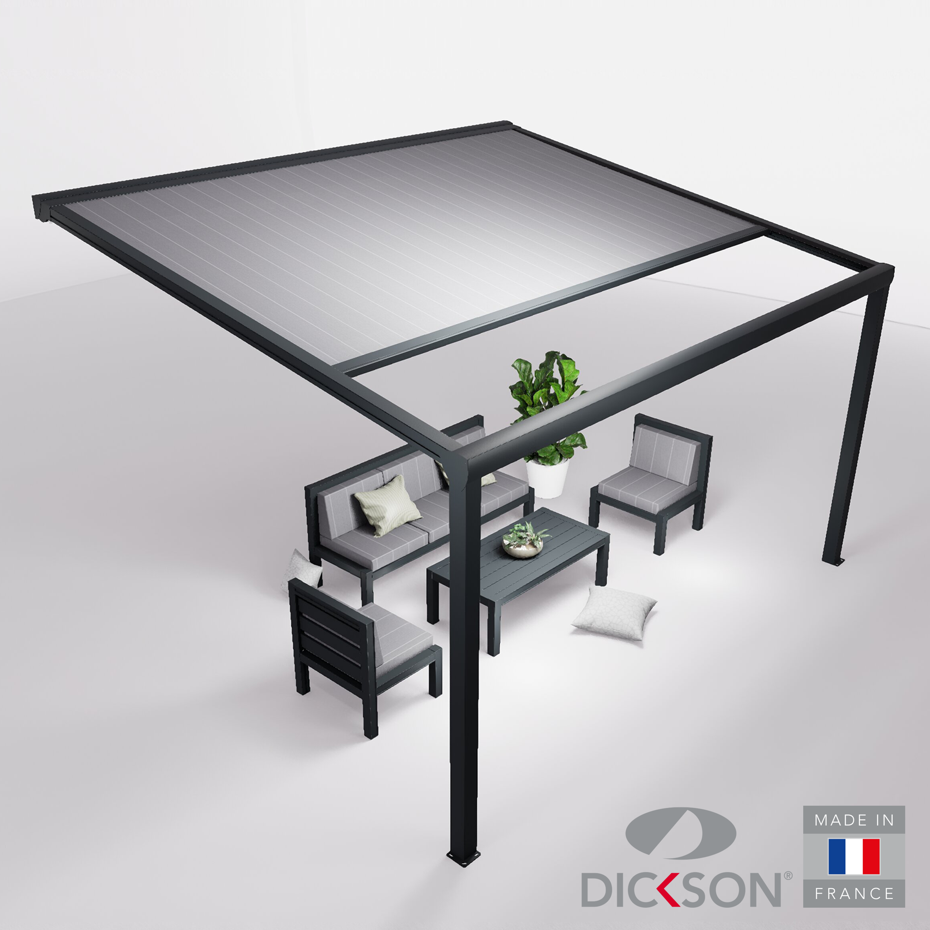 Ensemble Pergola toile et salon de jardin TILA - 5 places