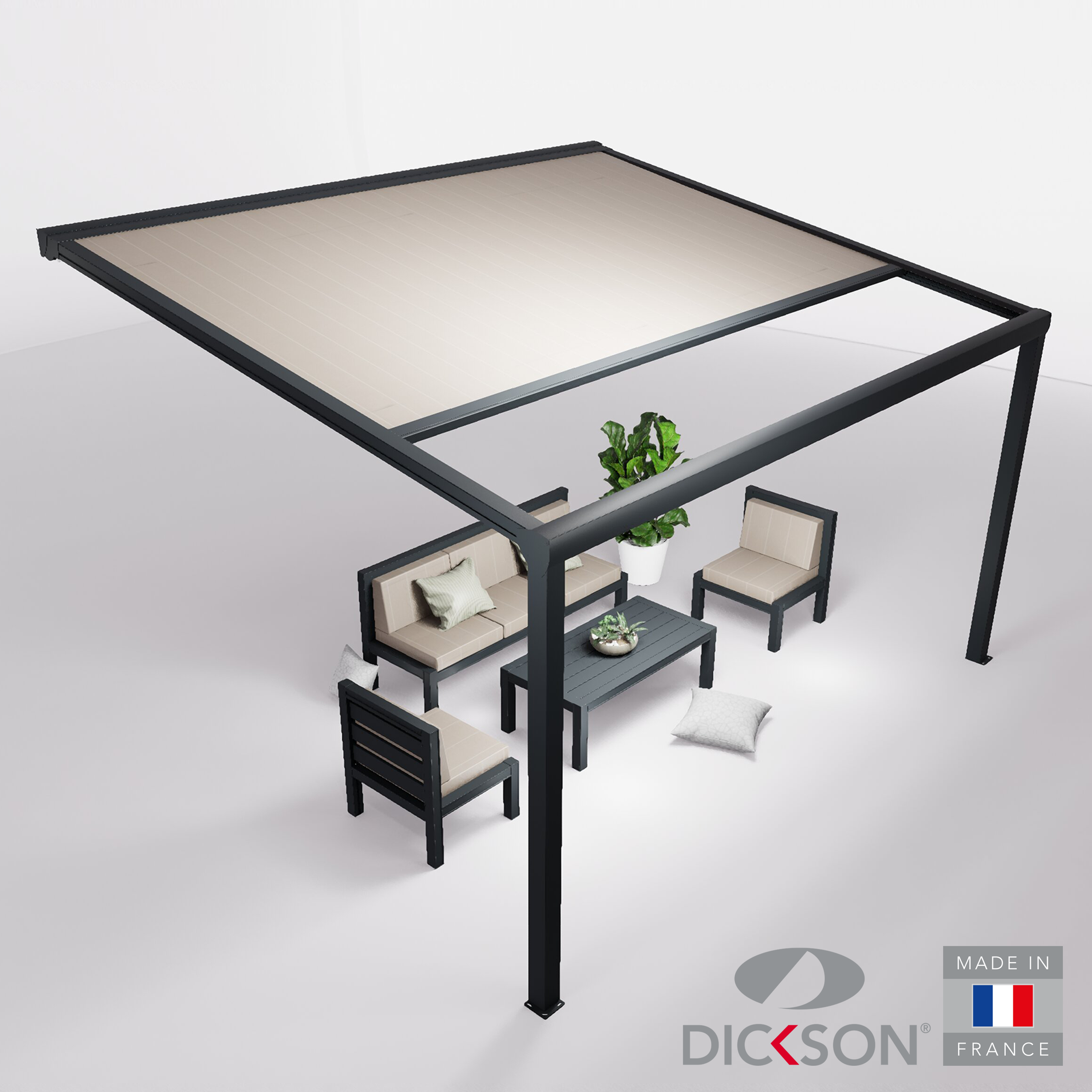 Ensemble Pergola toile et salon de jardin TILA - 5 places