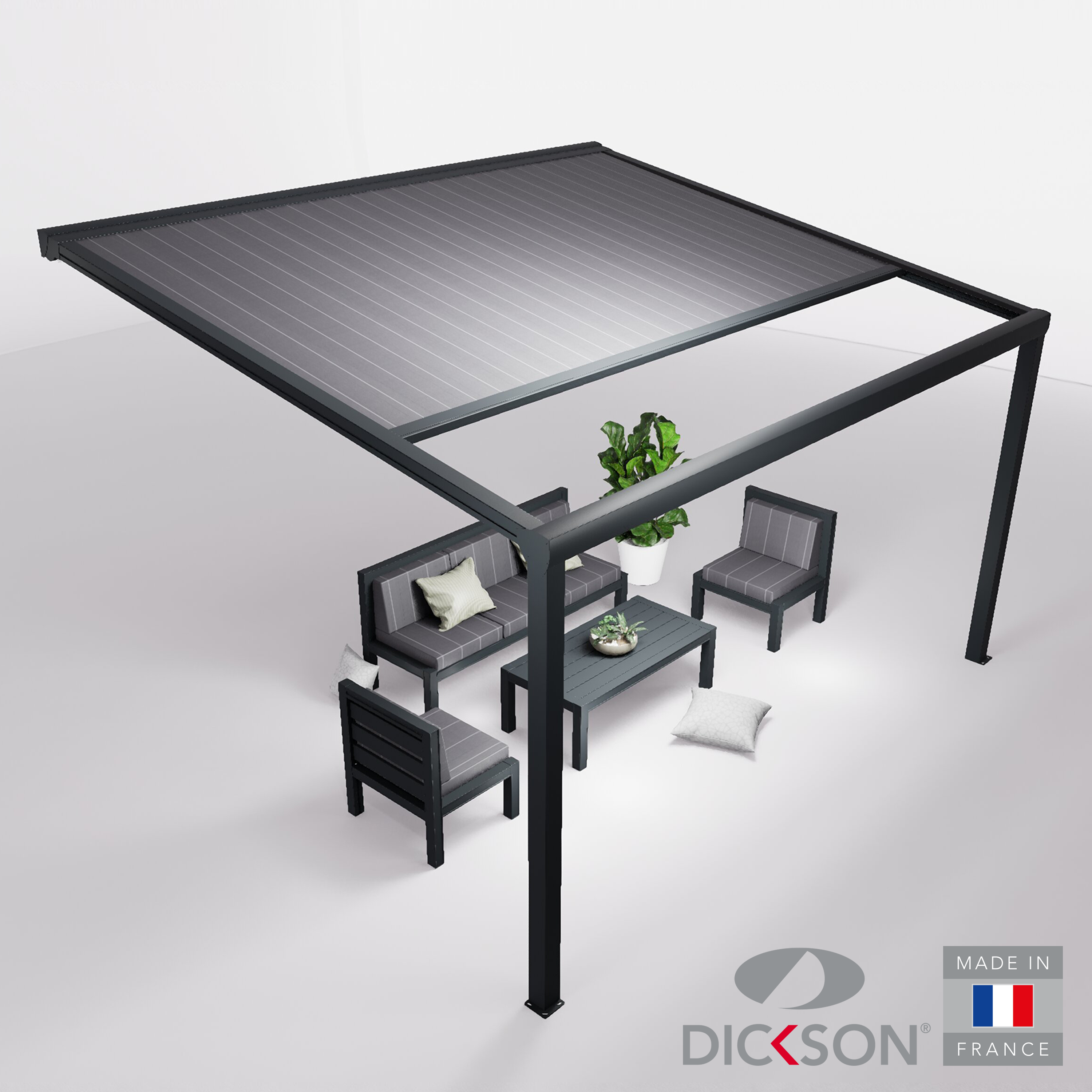 Ensemble Pergola toile et salon de jardin TILA - 5 places