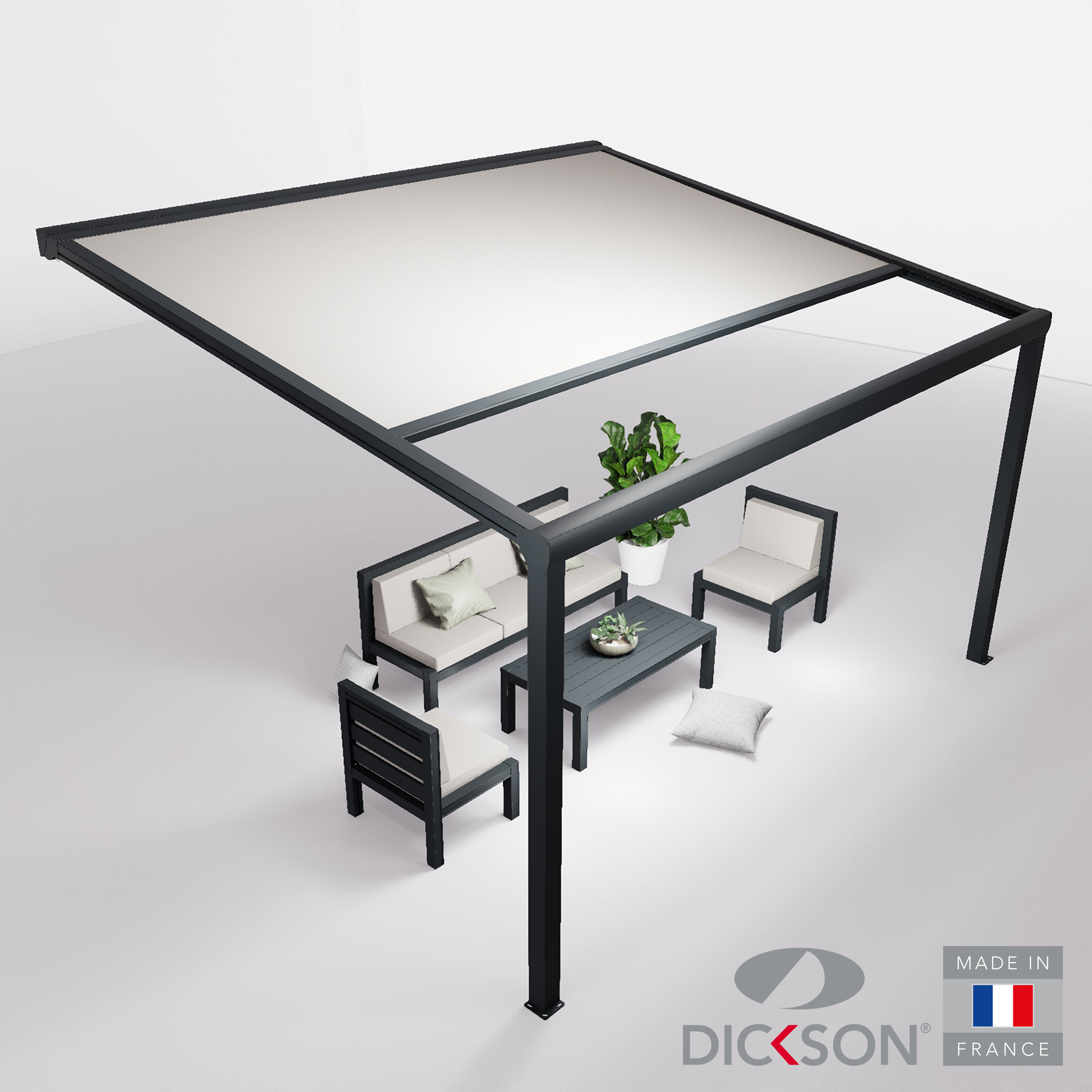 Ensemble Pergola toile et salon de jardin TILA - 5 places