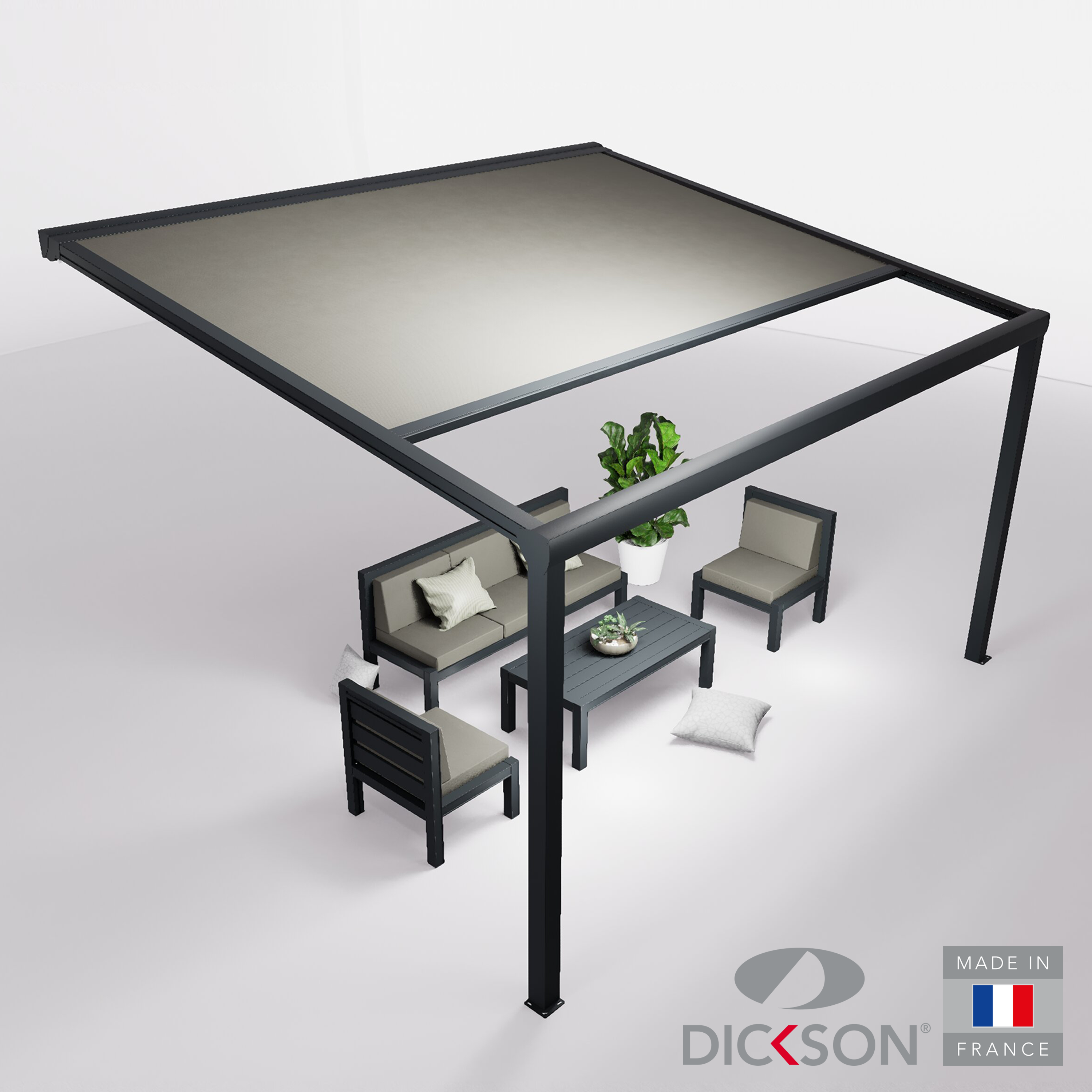 Ensemble Pergola toile et salon de jardin TILA - 5 places