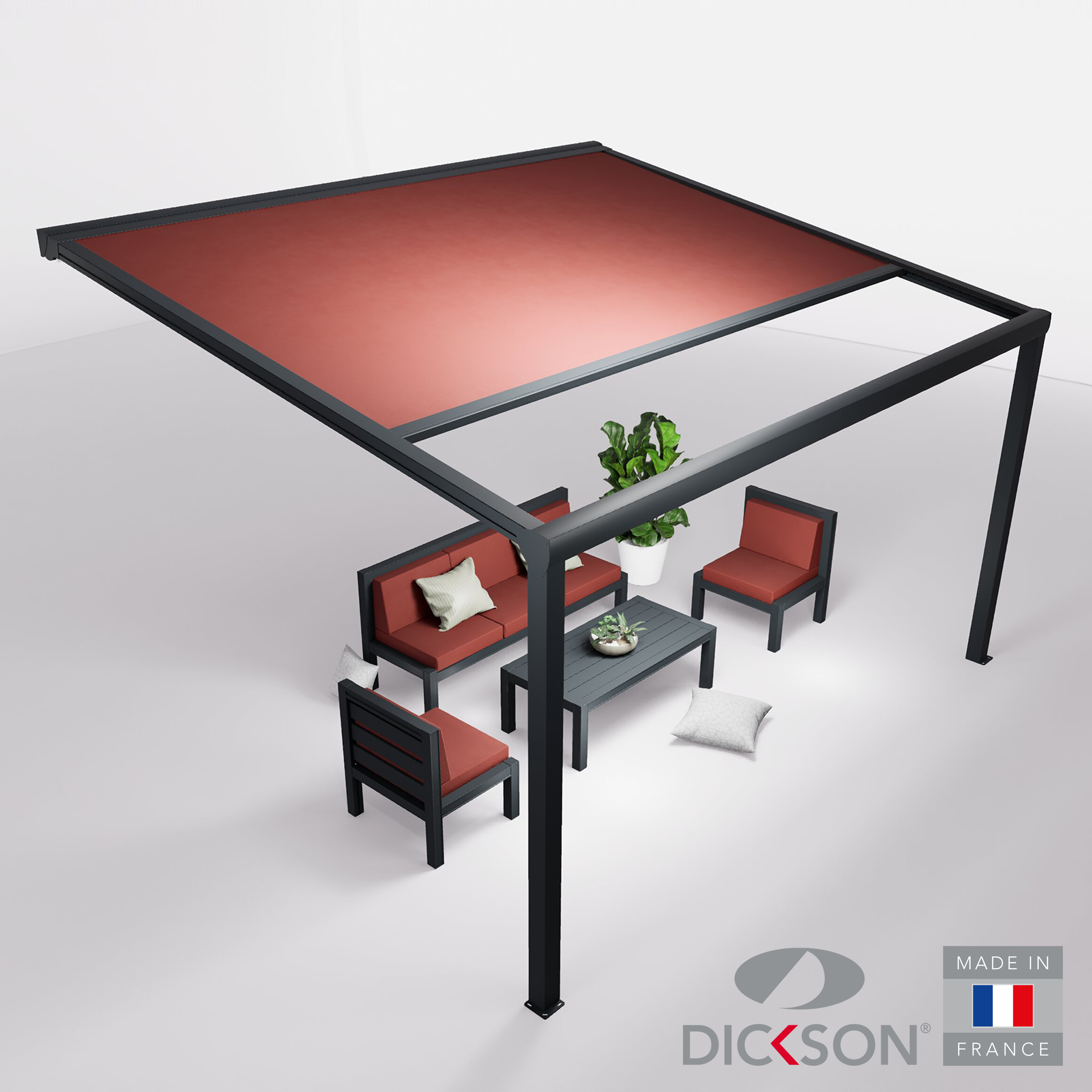 Ensemble Pergola toile et salon de jardin TILA - 5 places