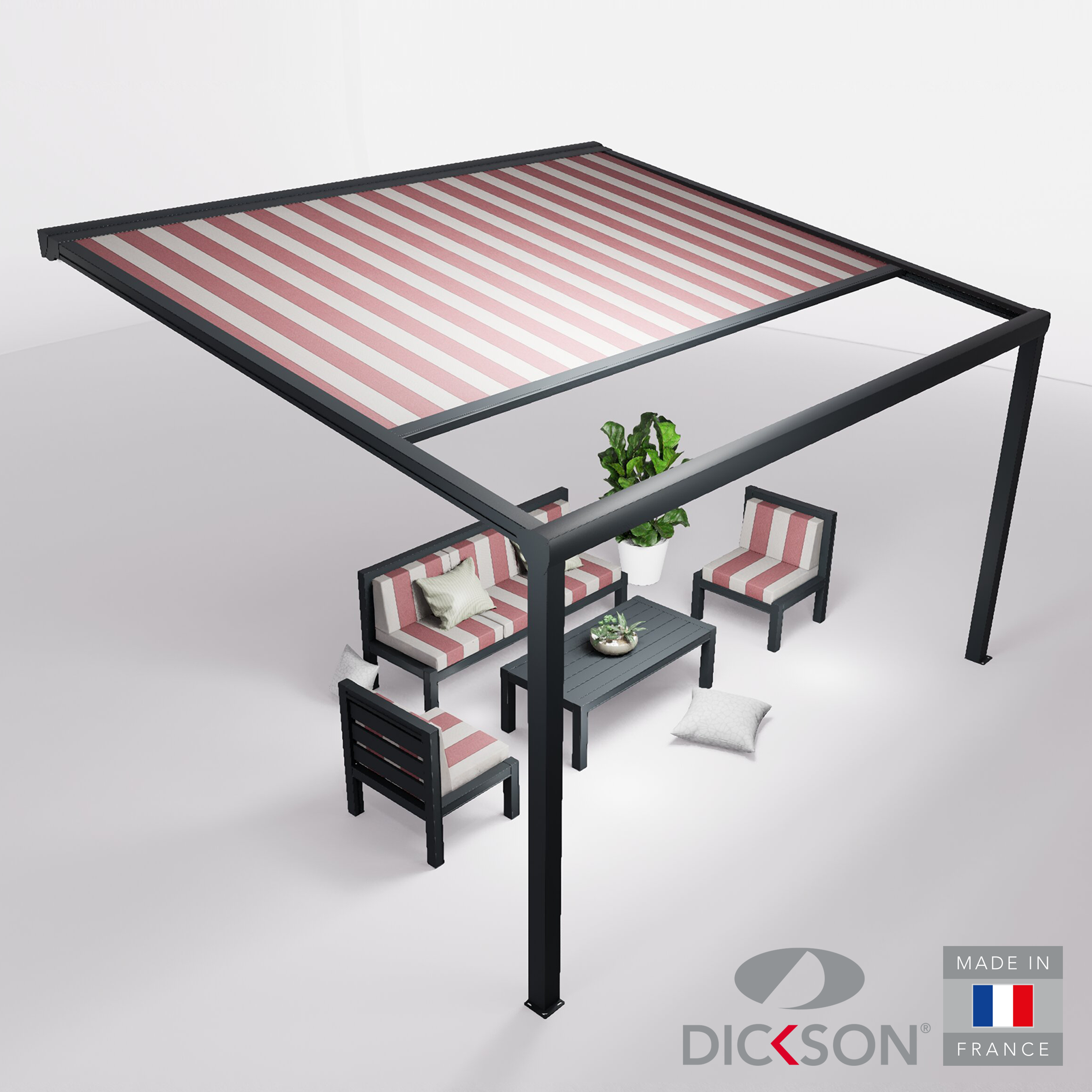 Ensemble Pergola toile et salon de jardin TILA - 5 places