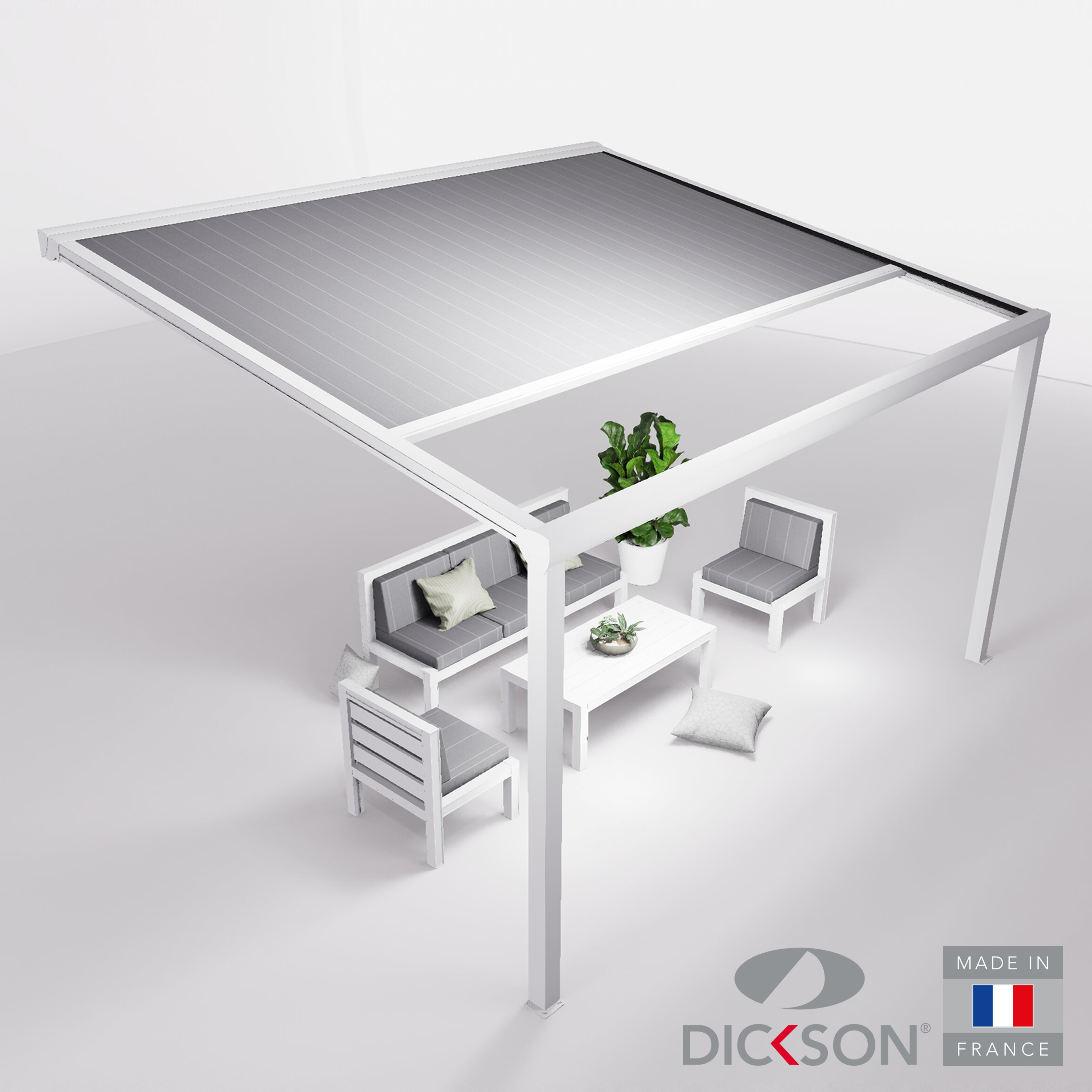 Ensemble Pergola toile et salon de jardin TILA - 5 places