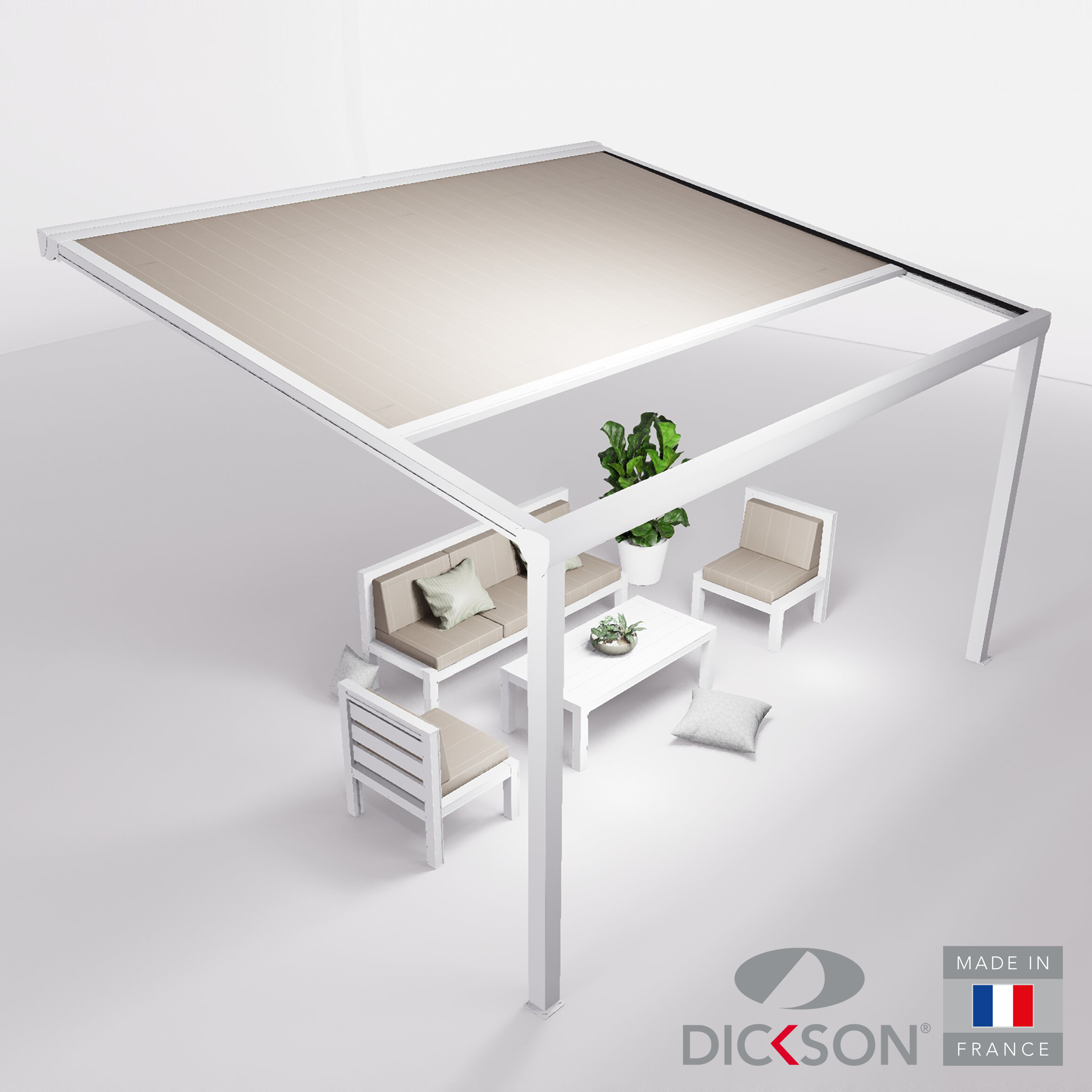 Ensemble Pergola toile et salon de jardin TILA - 5 places