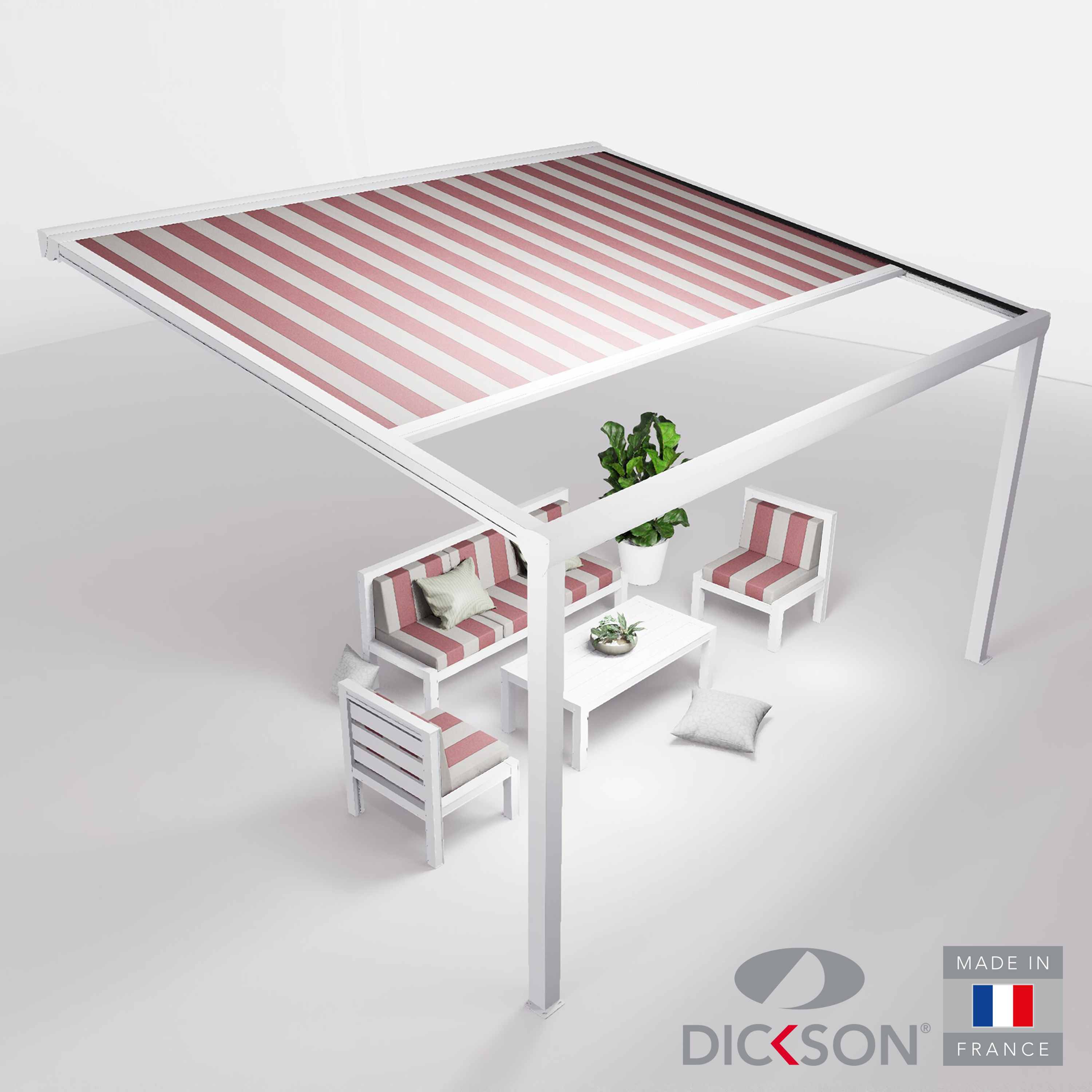 Ensemble Pergola toile et salon de jardin TILA - 5 places