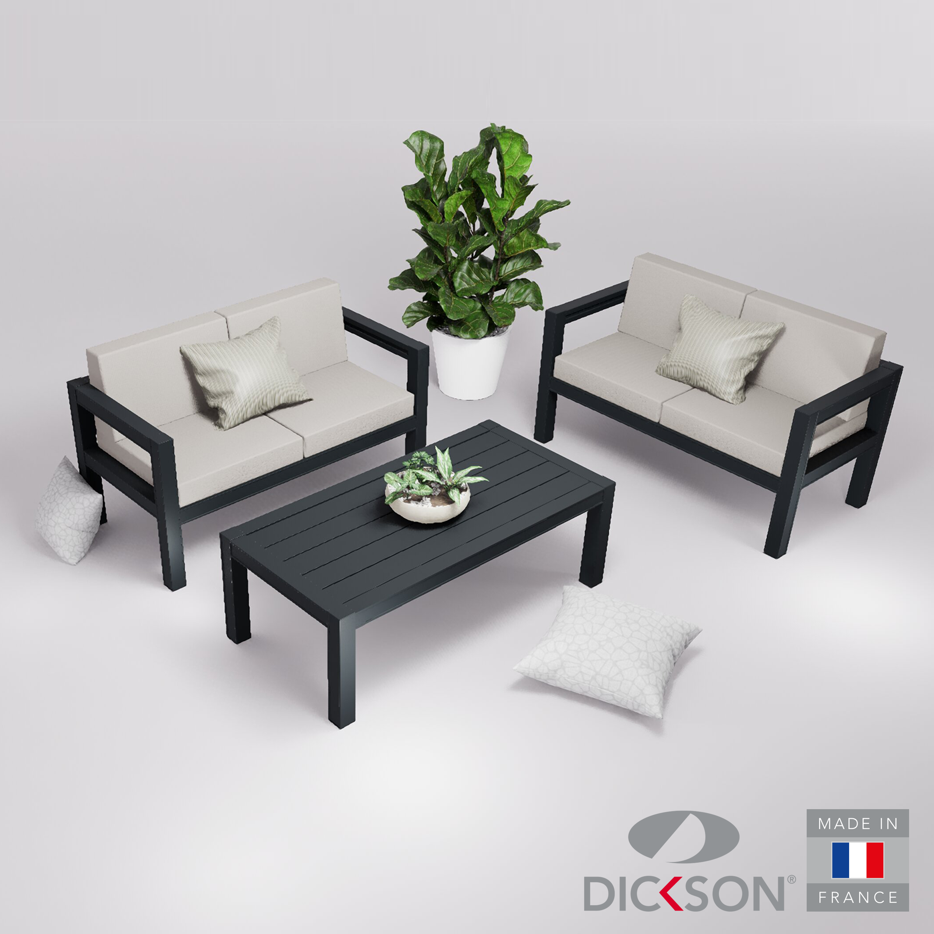 Salon de jardin 4 places - canapés accoudoirs