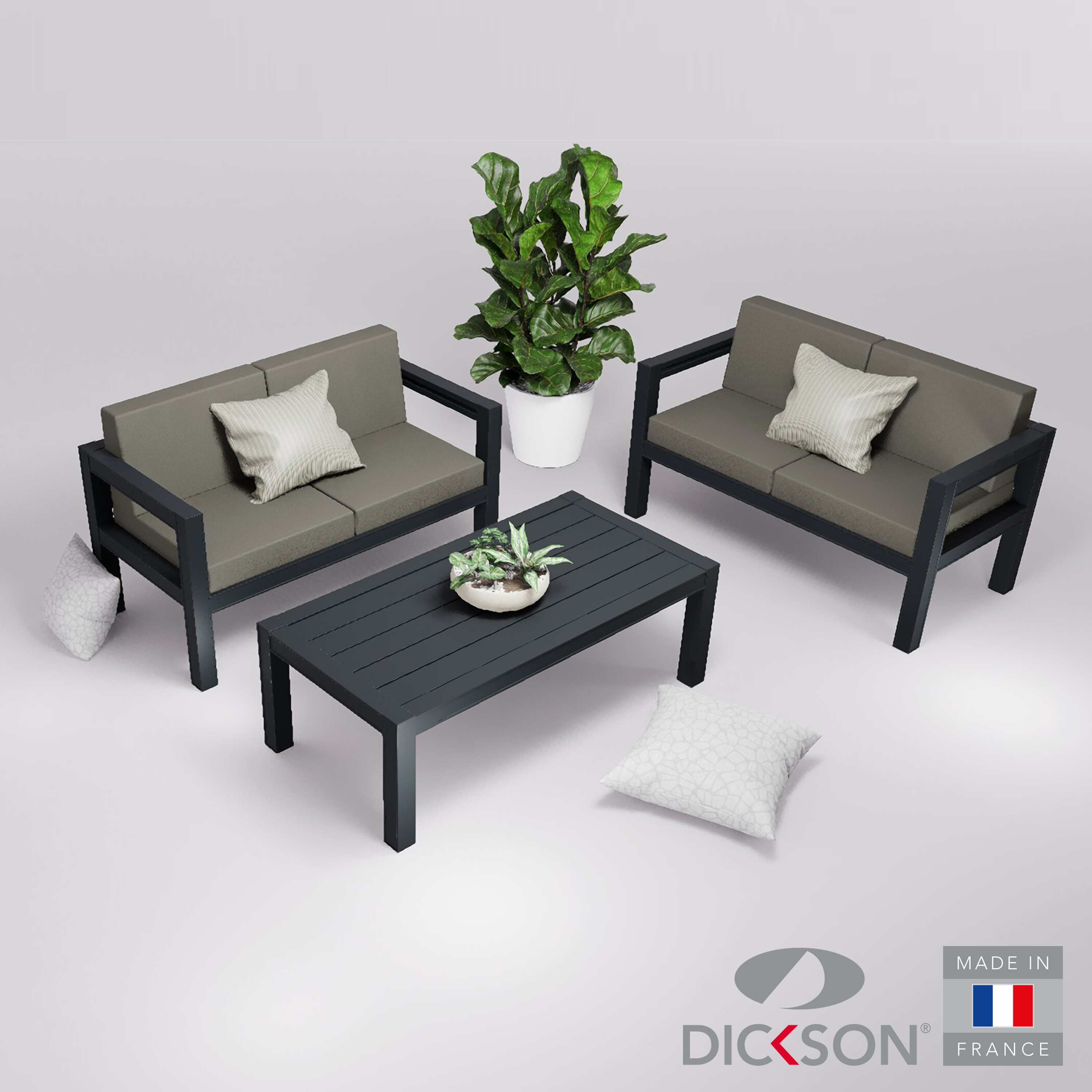 Salon de jardin 4 places - canapés accoudoirs