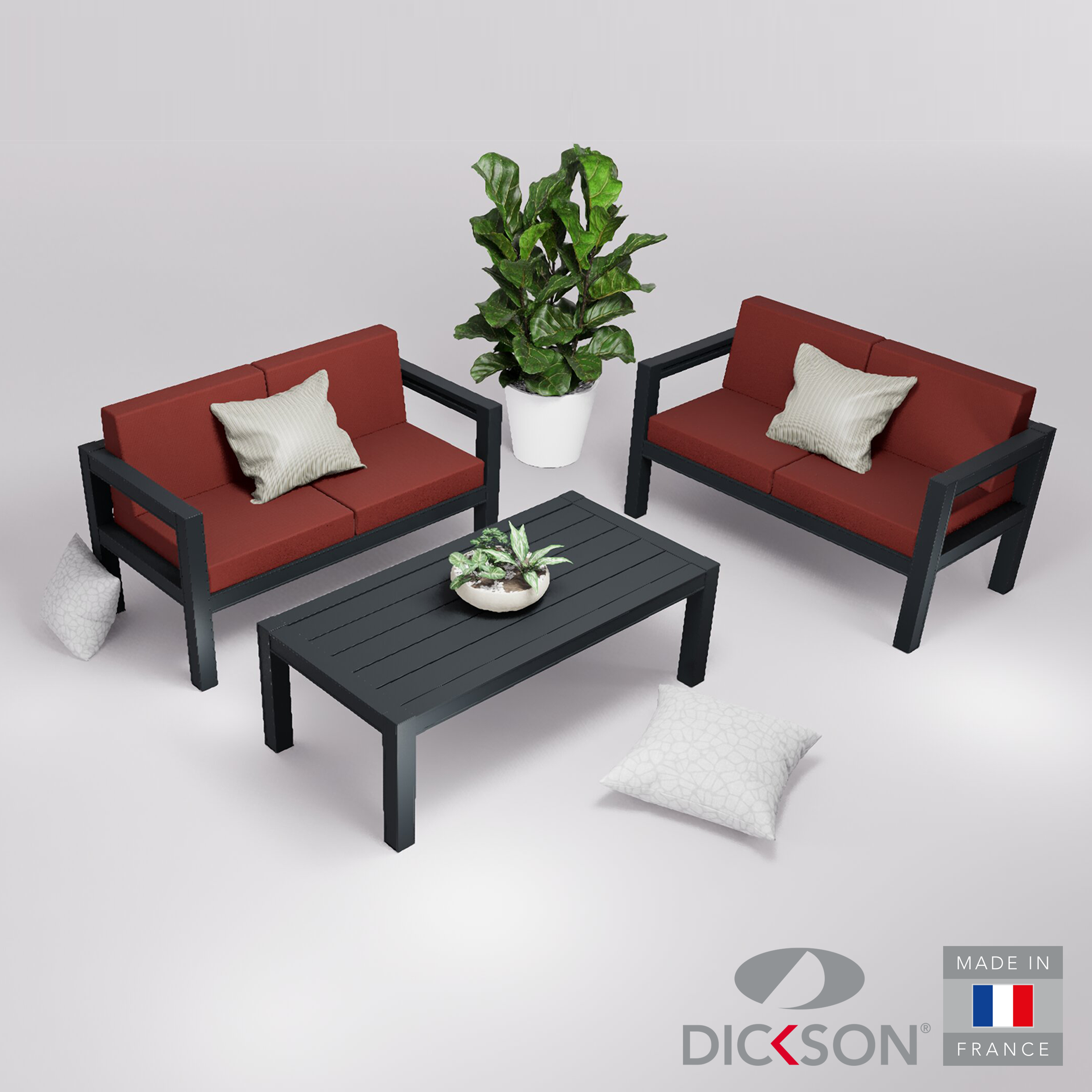 Salon de jardin 4 places - canapés accoudoirs