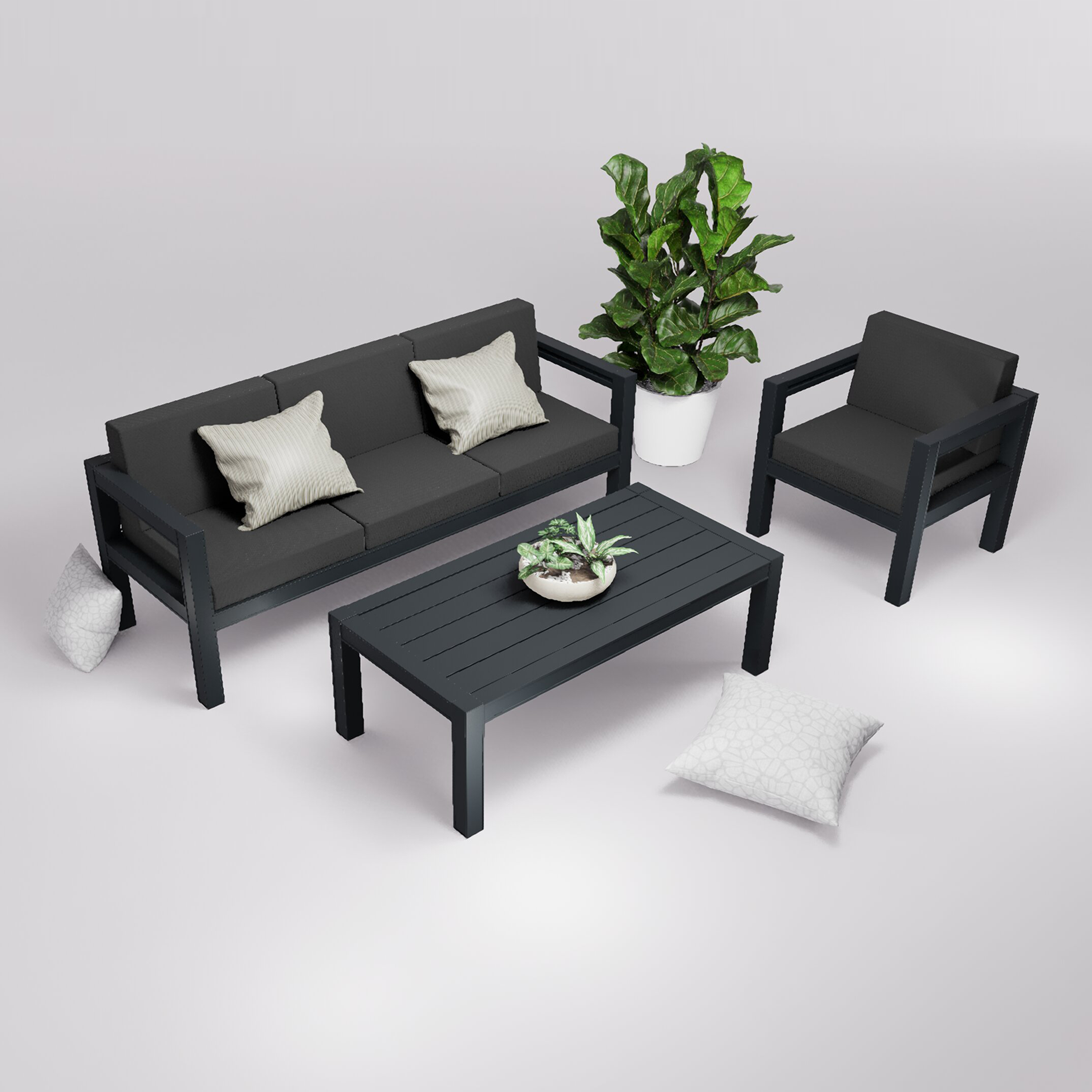Salon de jardin 4 places accoudoirs