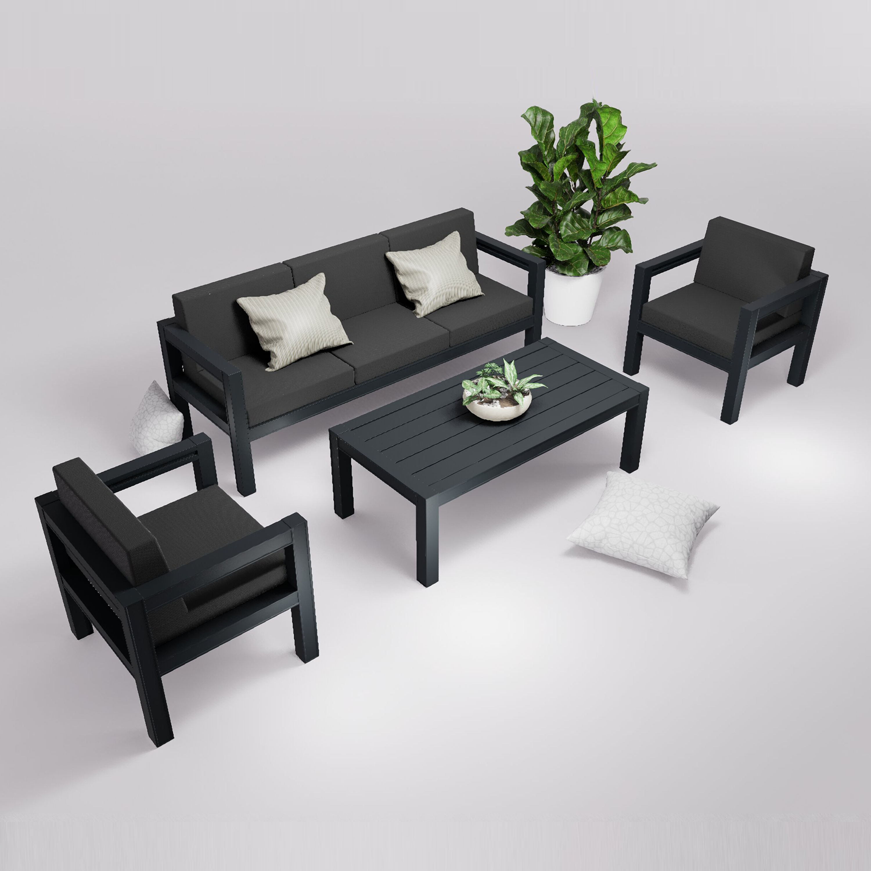 Salon de jardin 5 places accoudoirs