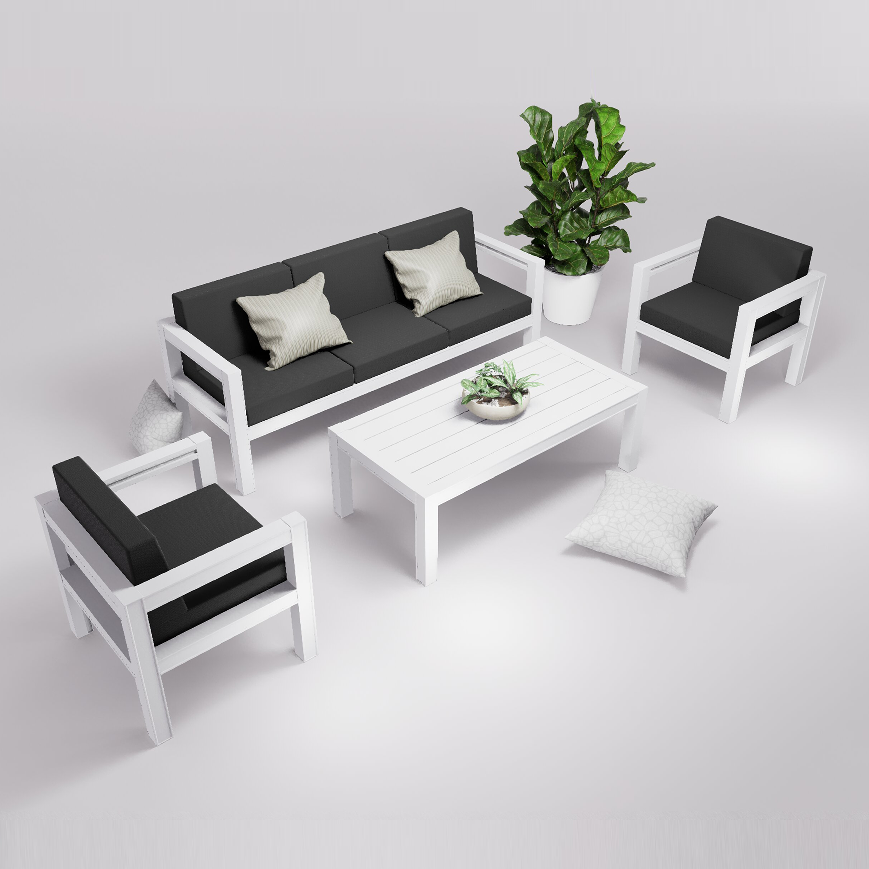 Salon de jardin 5 places accoudoirs