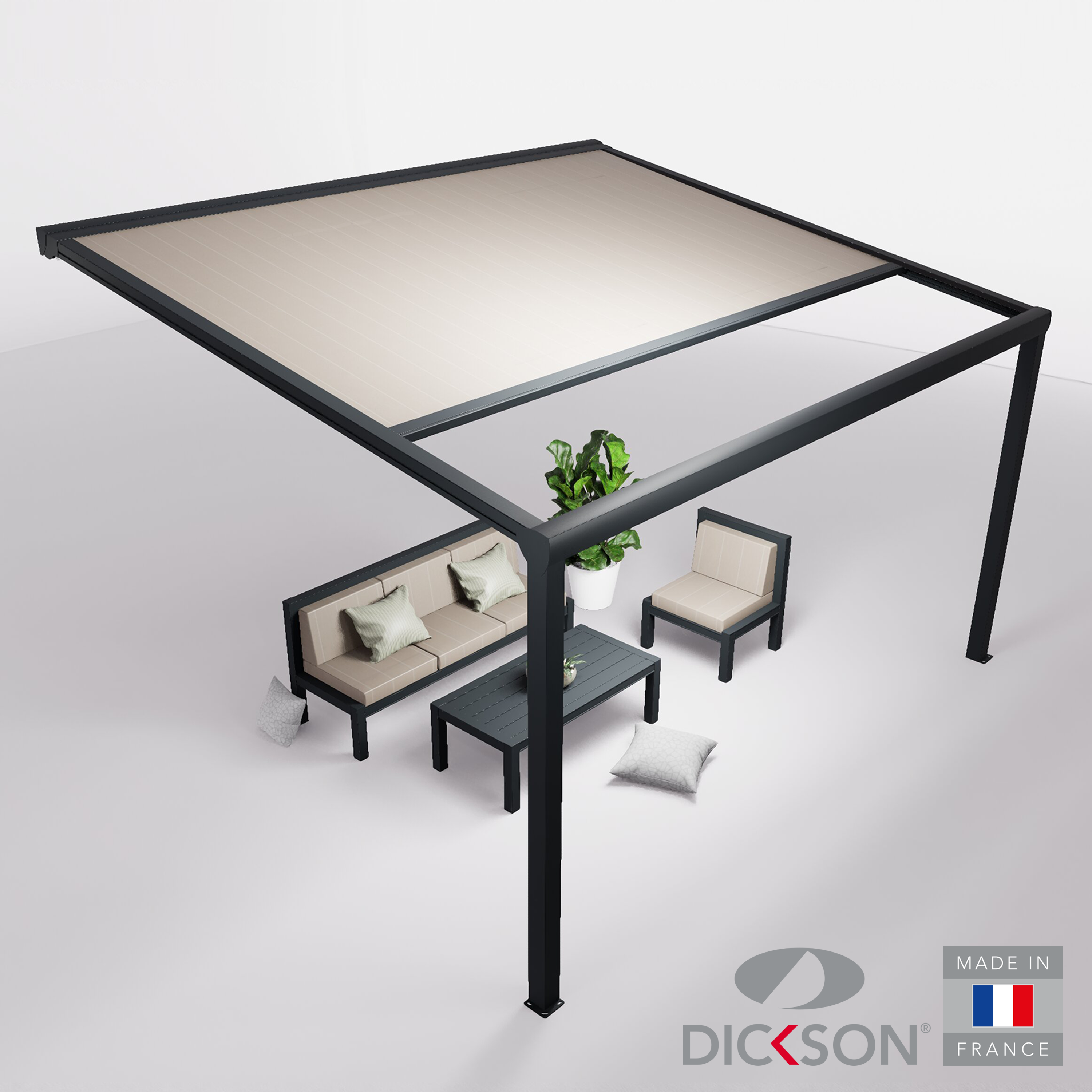 Ensemble Pergola toile et salon de jardin TILA - 4 places