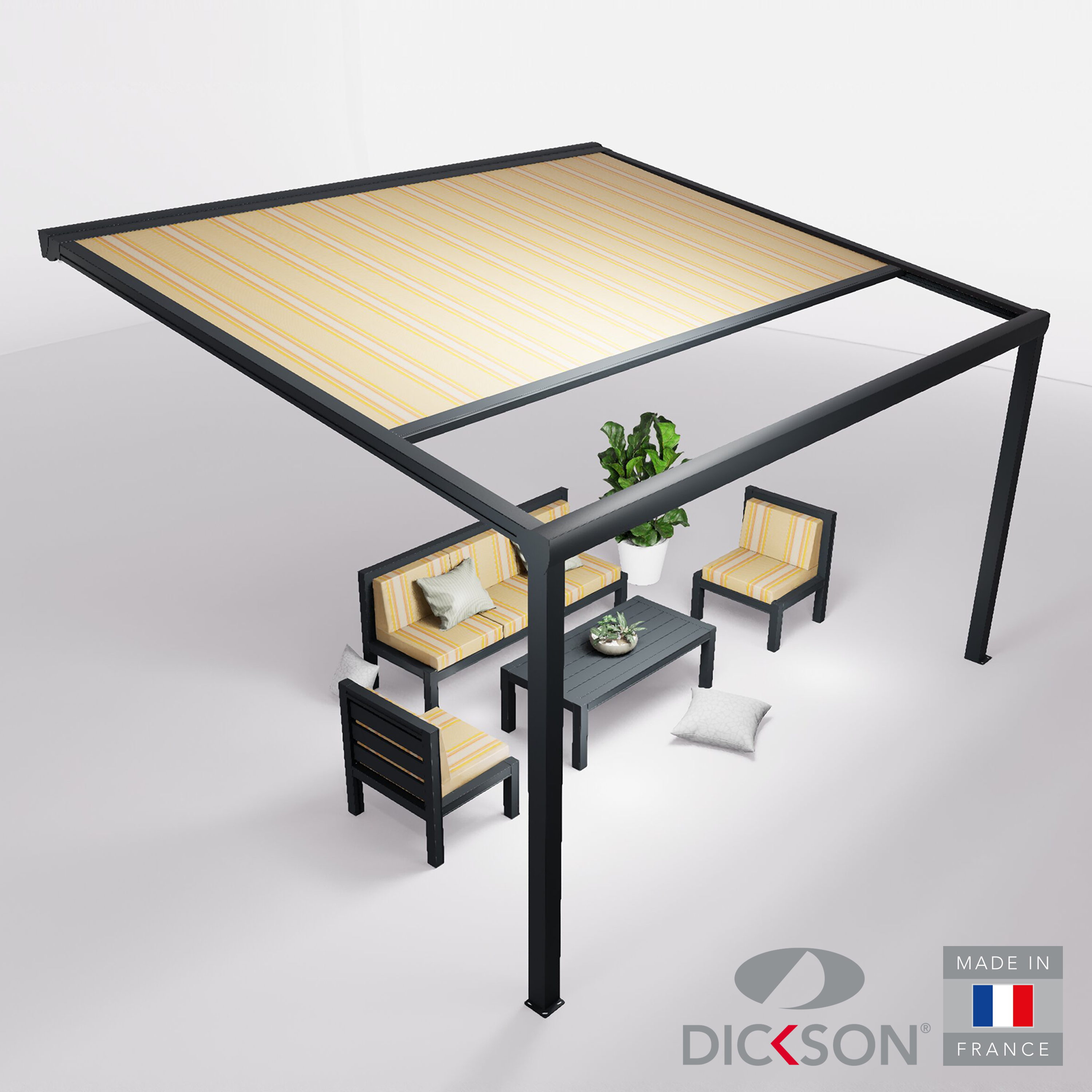 Ensemble Pergola toile et salon de jardin TILA - 5 places