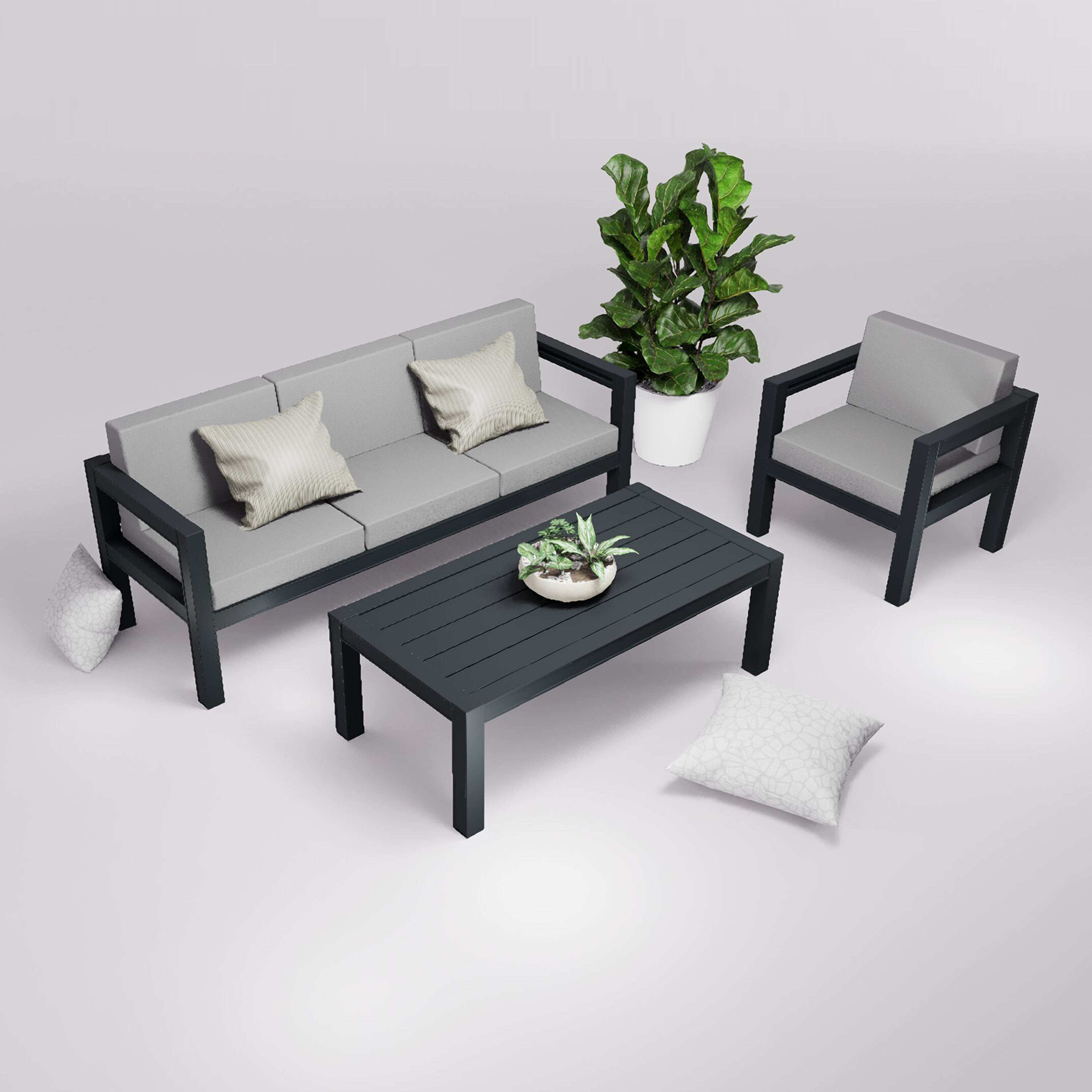 Salon de jardin 4 places accoudoirs