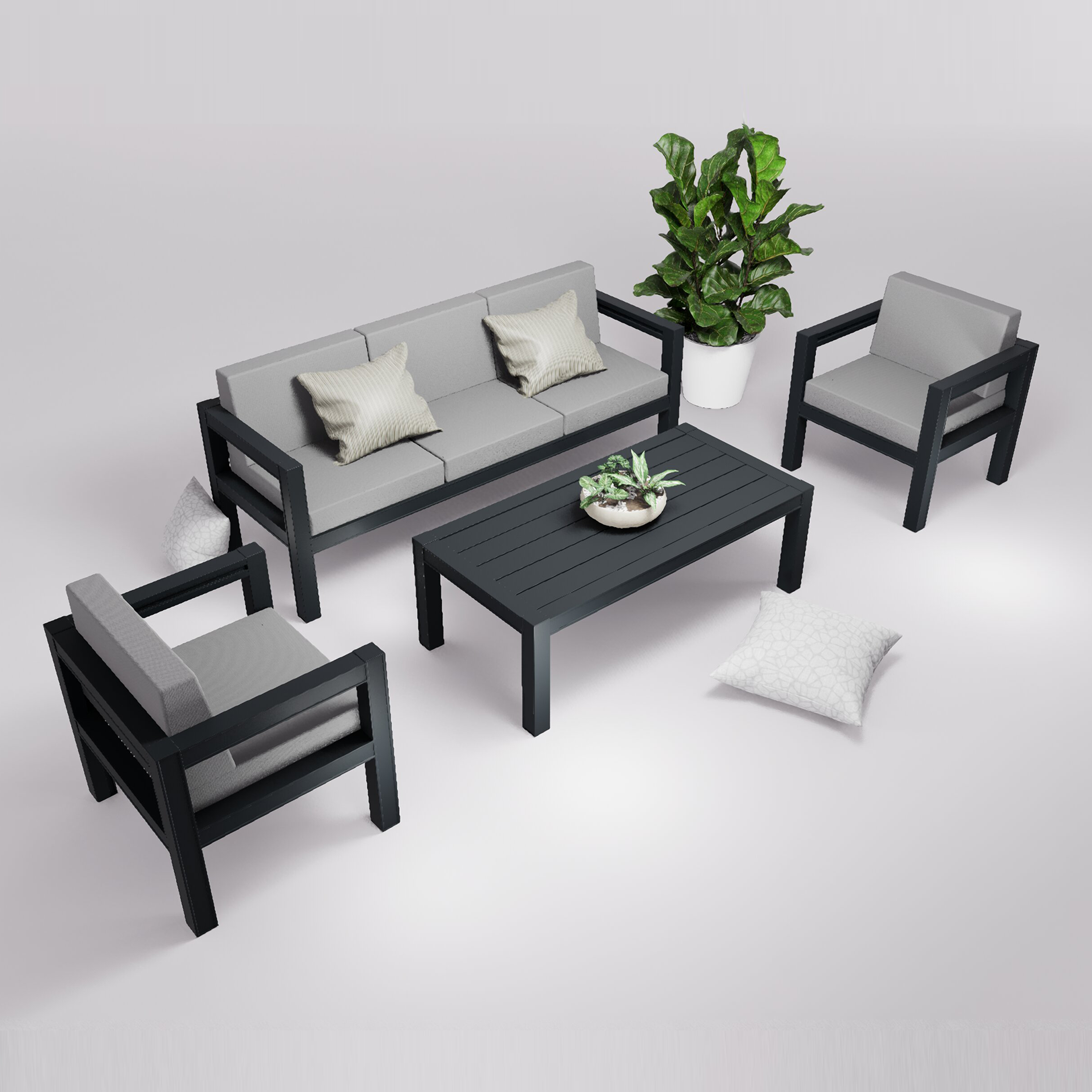 Salon de jardin 5 places accoudoirs
